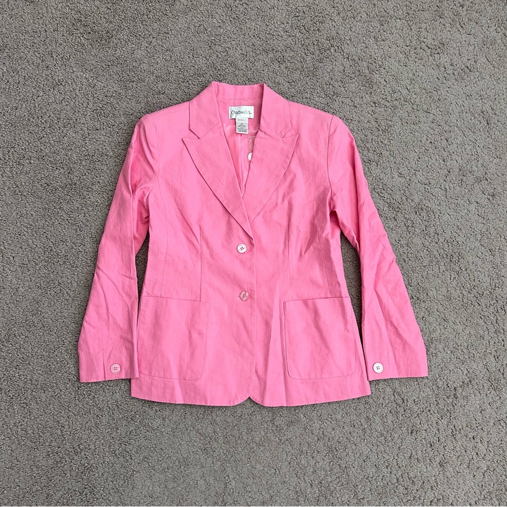 Chadwick's Pink Linen Blend Blazer Jacket Womens 2P